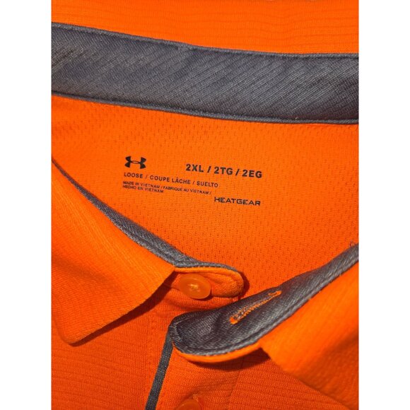 Under Armour Mens HeatGear Loose Fit Textured Polo XXL Orange - Picture 5 of 8